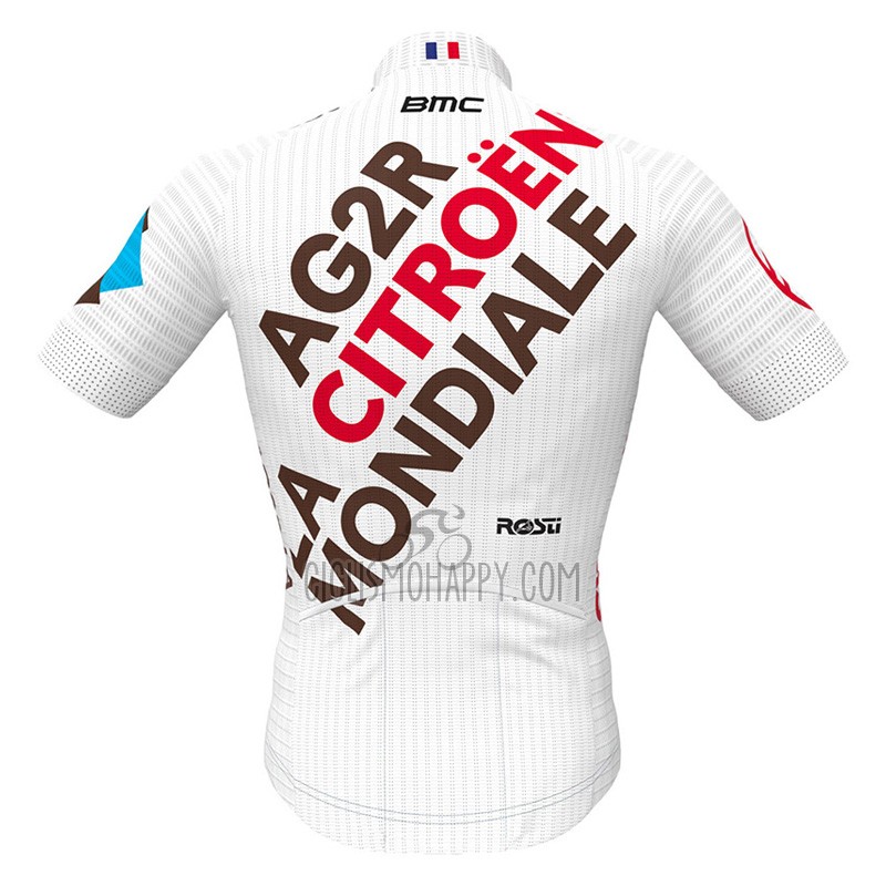Ag2r Citroen Team Cycling Jersey Bib Short 2023 Short Sleeve White Black